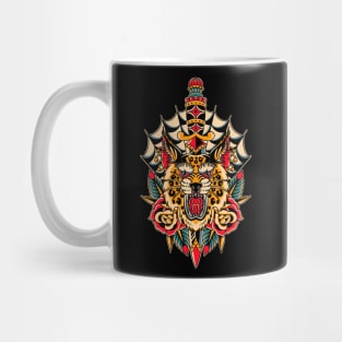 Traditional Tattoo cat rose Mug